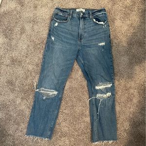 Abercrombie Curve Love High-rise Distressed Jeans
